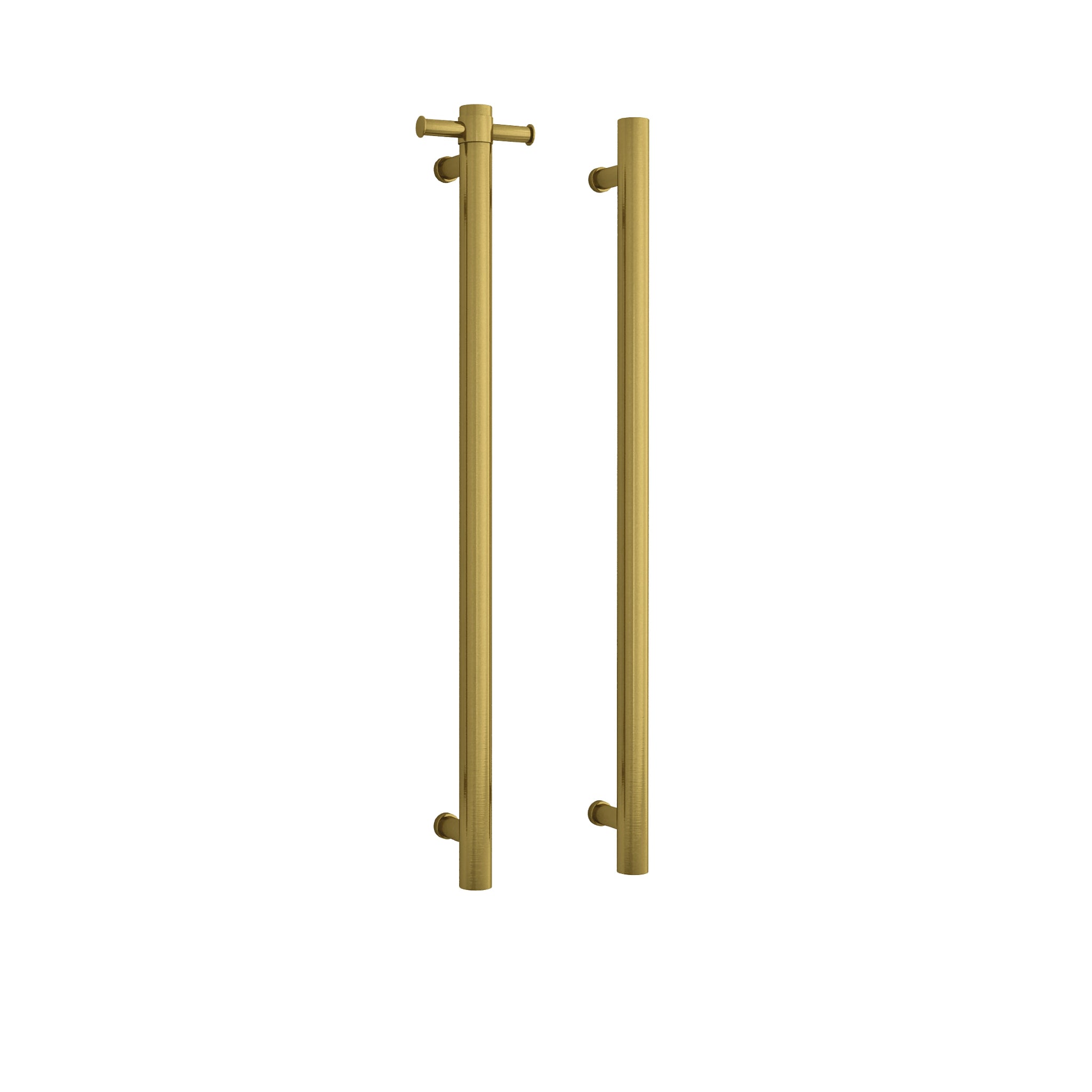 THERMOGROUP ROUND VERTICAL SINGLE HEATED TOWEL RAIL 900MM BRUSHED GOLD