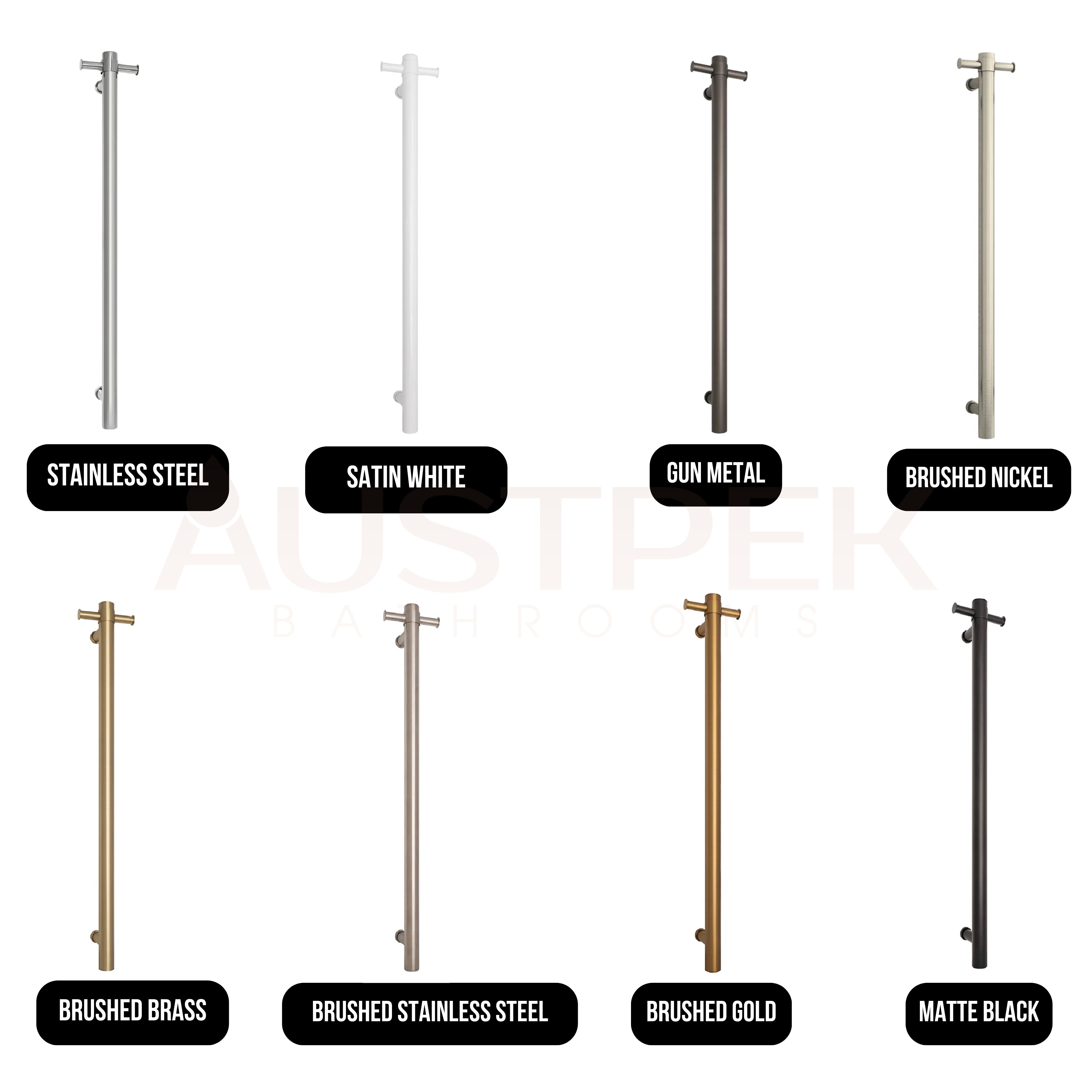 THERMOGROUP ROUND VERTICAL SINGLE HEATED RAIL 900MM MATTE BLACK