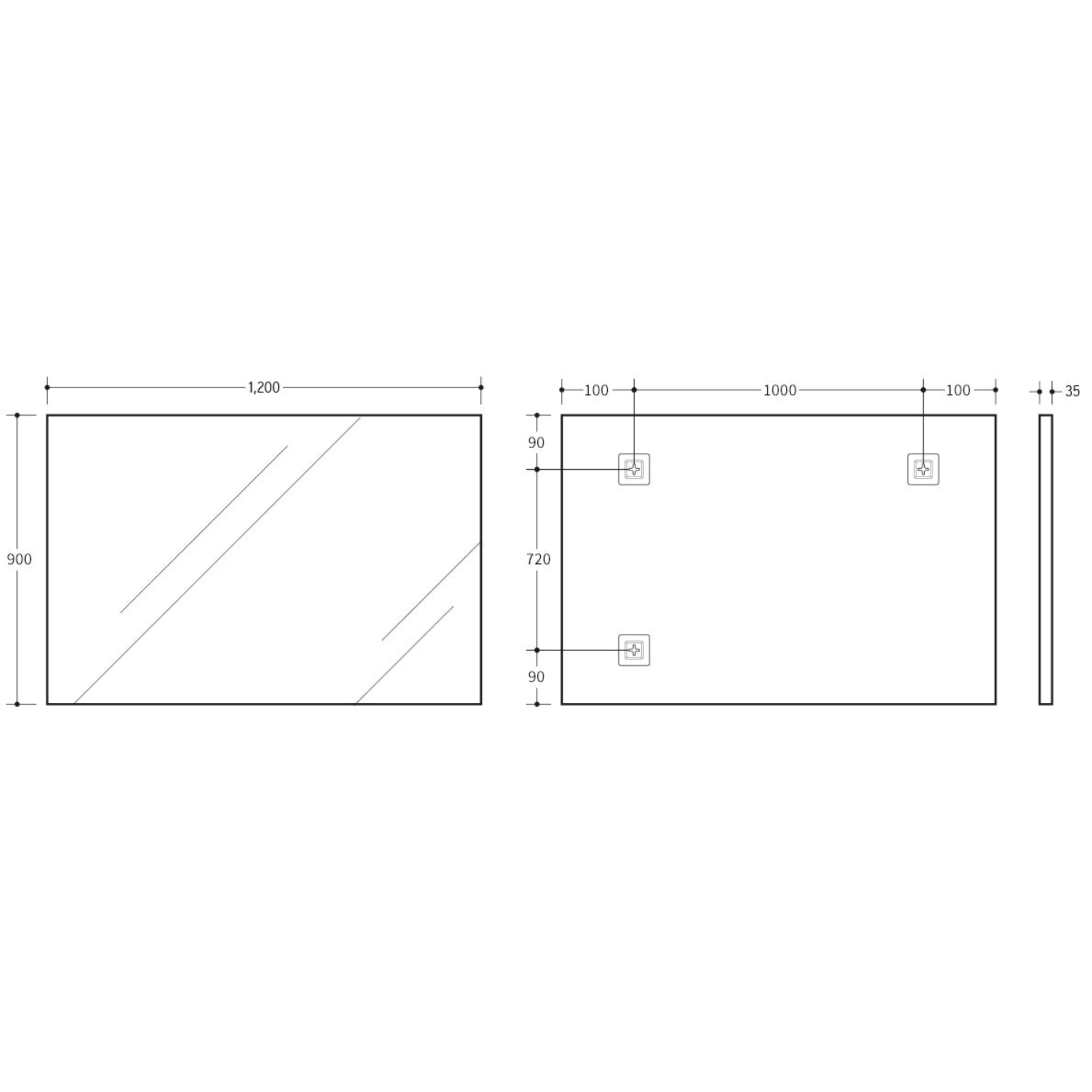 VITO VETRA RECTANGULAR ALUMINUM FRAMED MIRROR MATTE BLACK 1200X900MM