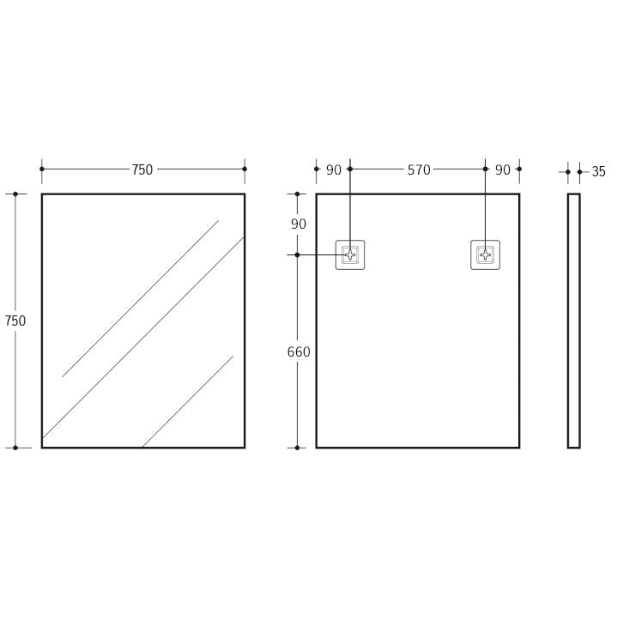 VITO VETRA RECTANGULAR ALUMINUM FRAMED MIRROR MATTE BLACK 750X750MM