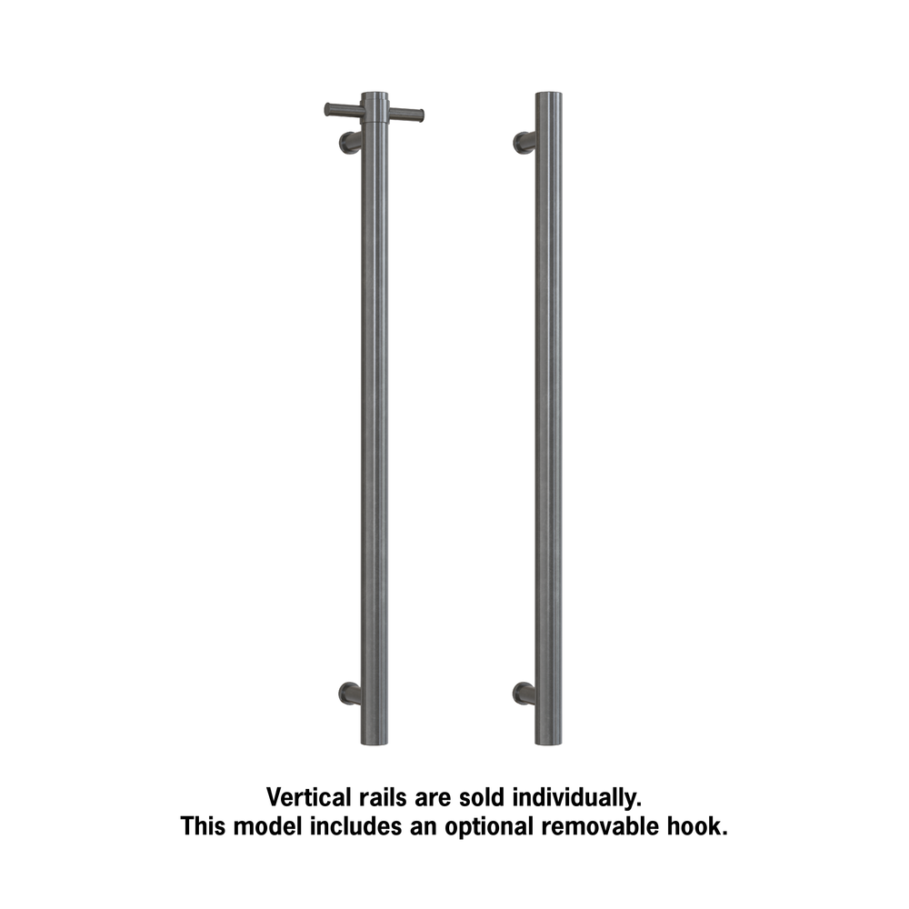THERMOGROUP 240 VOLT VERTICAL SINGLE HEATED TOWEL RAIL 900MM BRUSHED GUN METAL