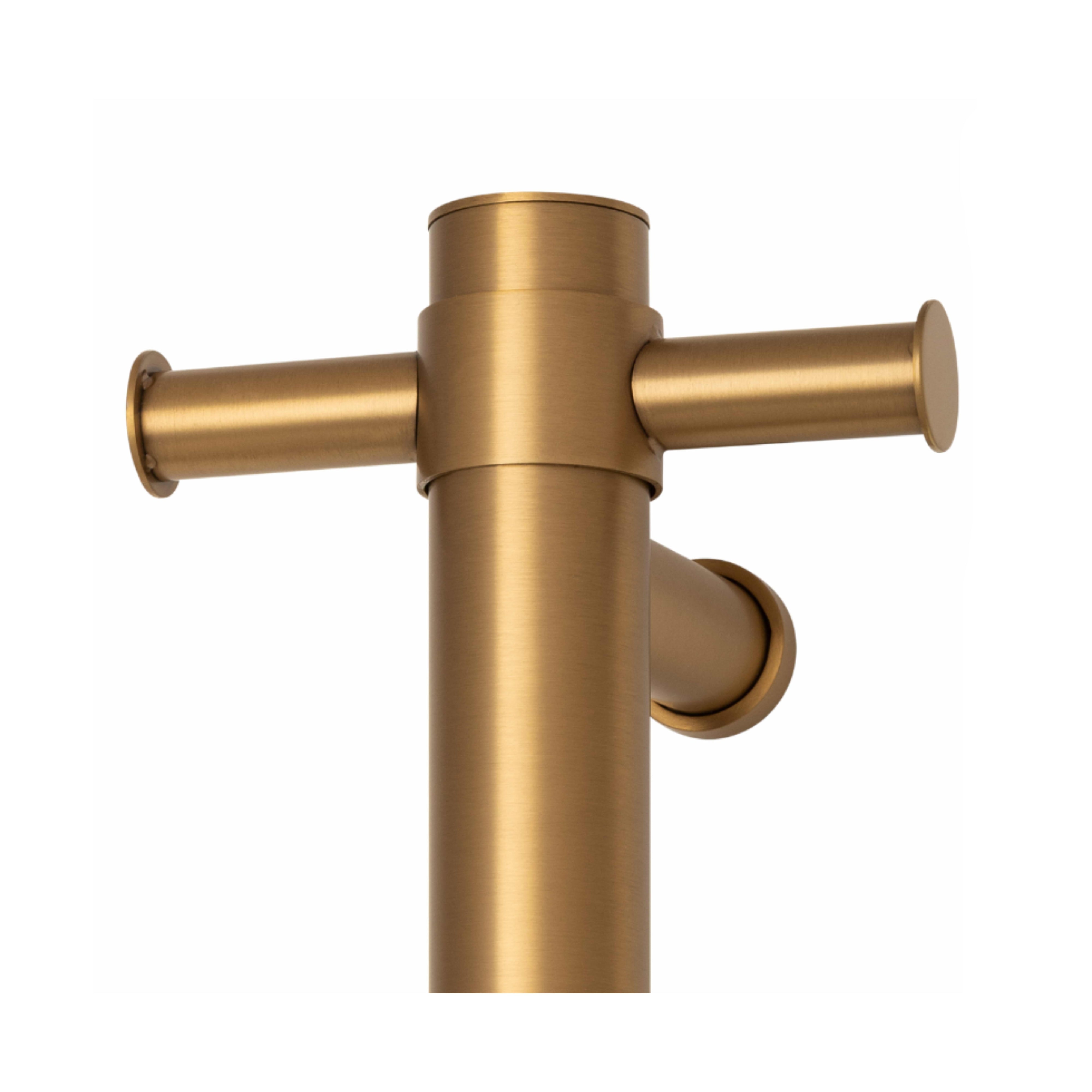 THERMOGROUP 240 VOLT VERTICAL SINGLE HEATED TOWEL RAIL BRUSHED GOLD 900MM