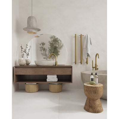 THERMOGROUP 240 VOLT VERTICAL SINGLE HEATED TOWEL RAIL BRUSHED GOLD 900MM