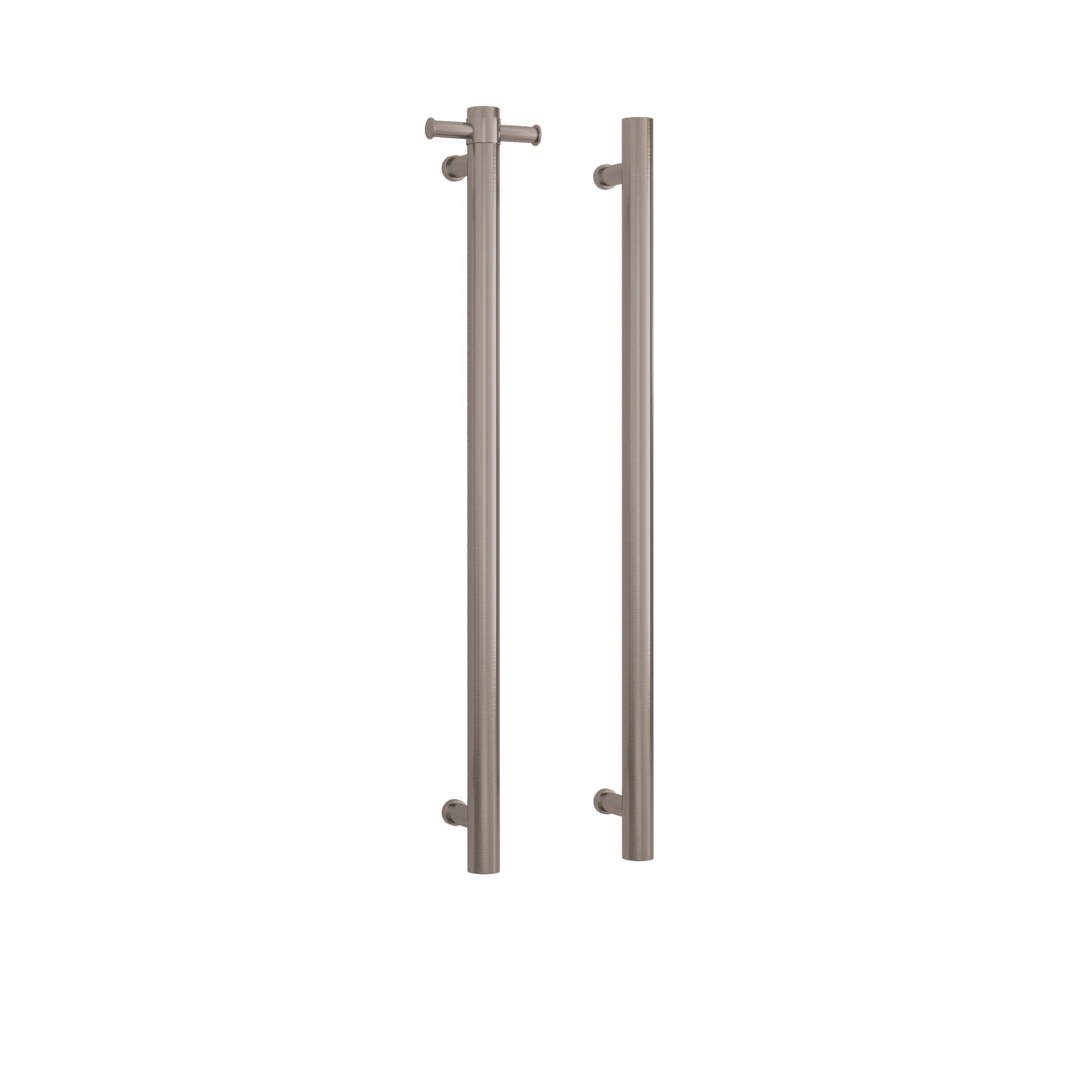 THERMOGROUP ROUND VERTICAL HEATED SINGLE TOWEL RAIL BRUSHED STAINLESS STEEL 900MM