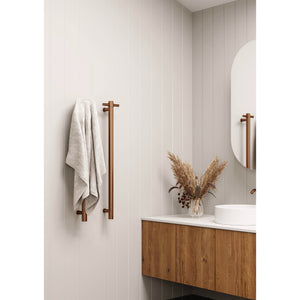 THERMOGROUP 240 VOLT VERTICAL SINGLE HEATED TOWEL RAIL BRUSHED BRONZE 900MM