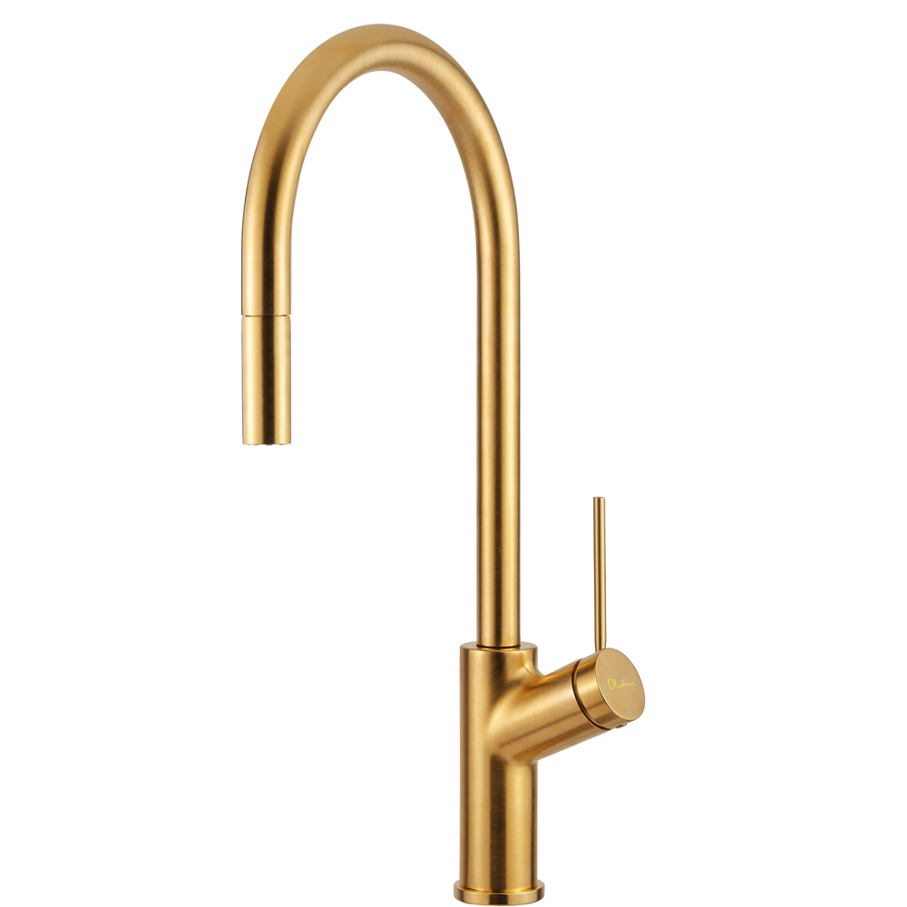 OLIVERI VILO PULL OUT KITCHEN MIXER 464MM BRIGHT GOLD