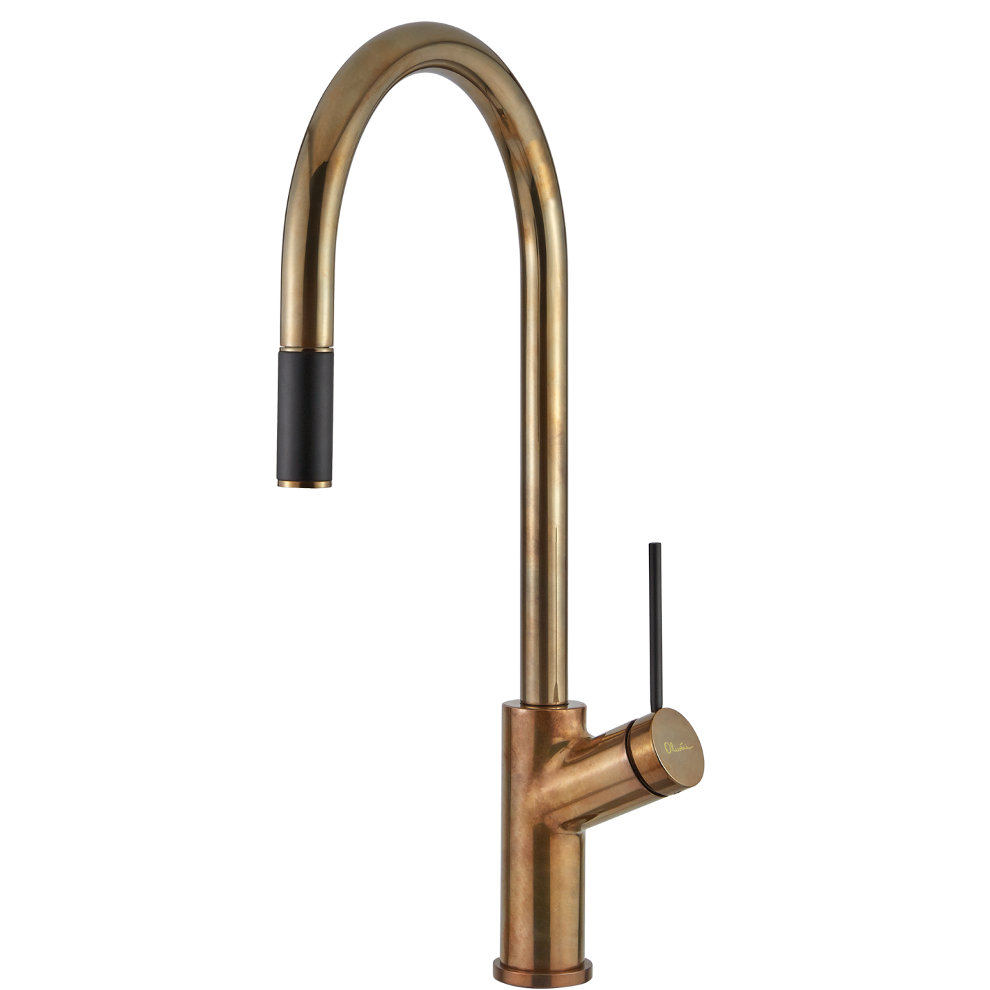 OLIVERI VILO PULL OUT KITCHEN MIXER 464MM NATURAL BRASS
