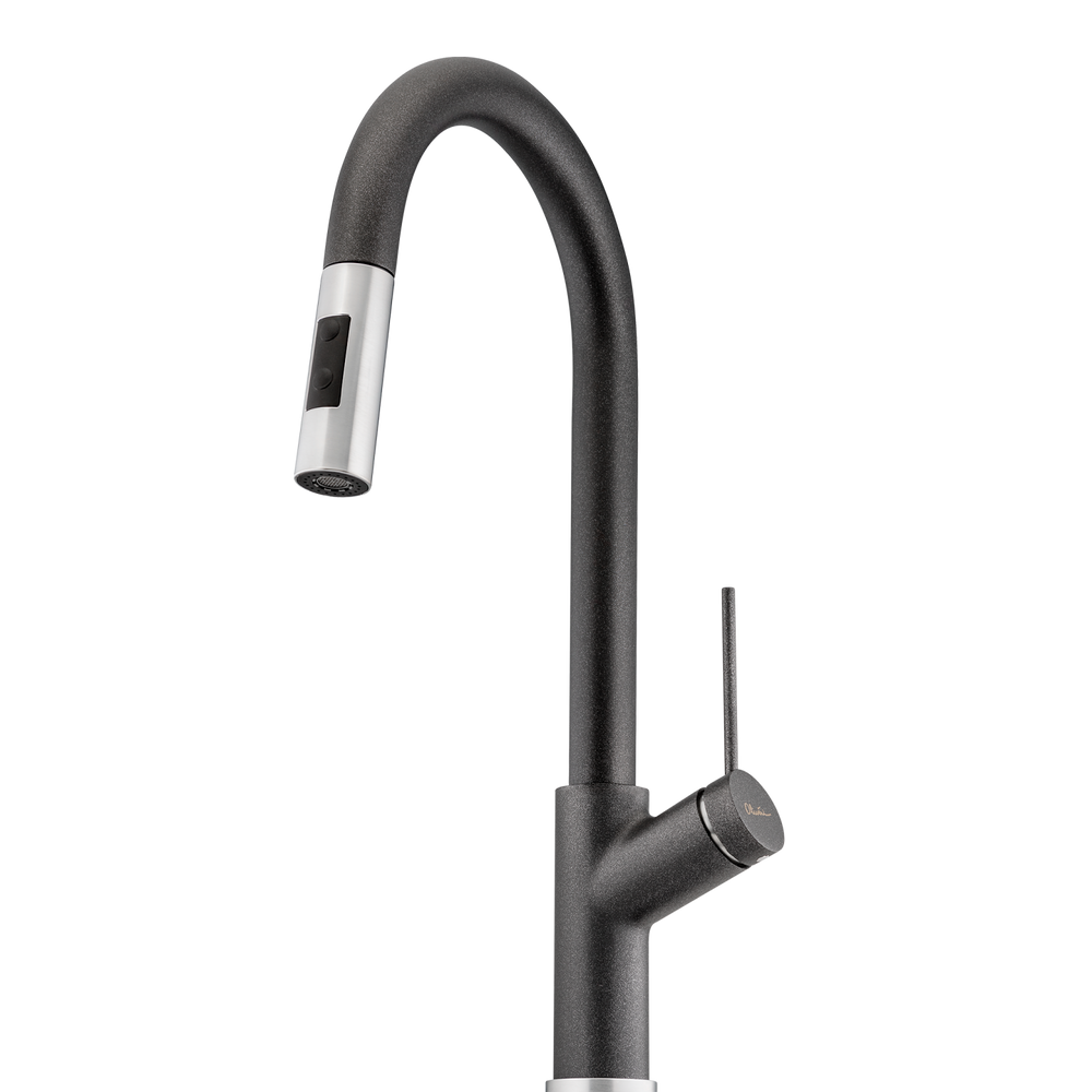 OLIVERI VILO PULL OUT SPRAY KITCHEN MIXER 440MM BLACK GRANITE