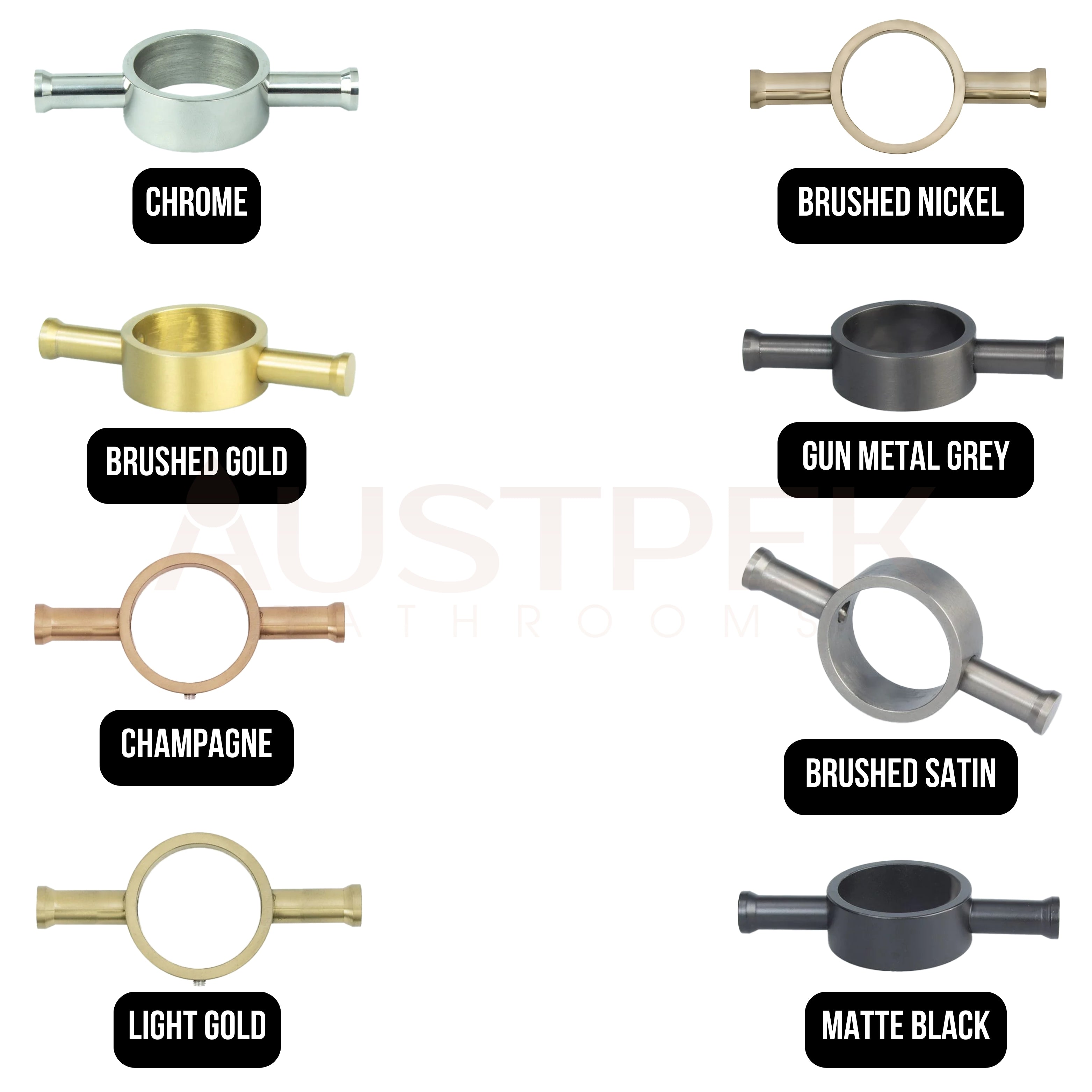 RADIANT HEATING RING HOOK FOR VERTICAL RAILS BRUSHED GOLD 110MM