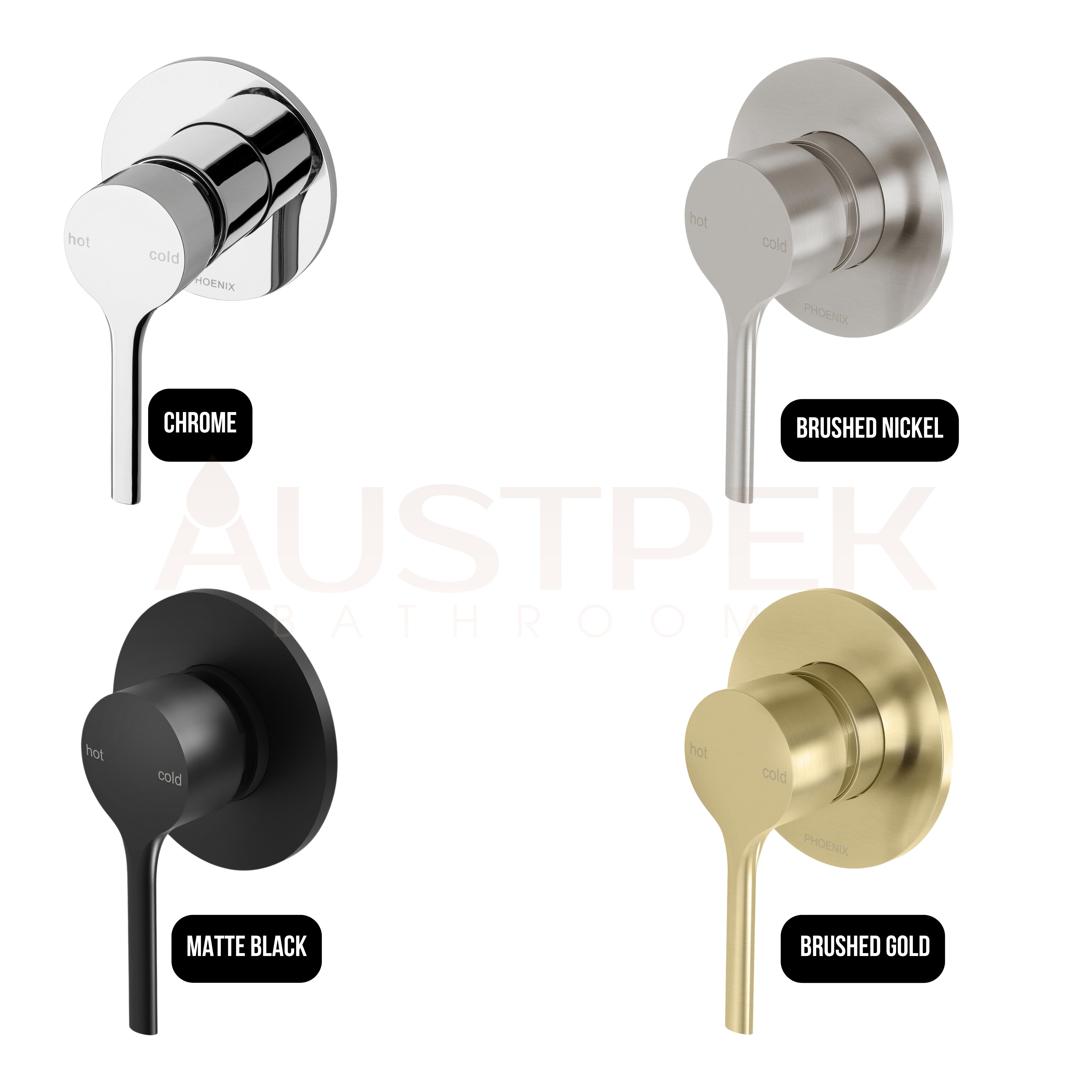 PHOENIX VIVID SLIMLINE OVAL SWITCHMIX LEAD FREE SHOWER / WALL MIXER FIT-OFF AND ROUGH-IN KIT BRUSHED GOLD