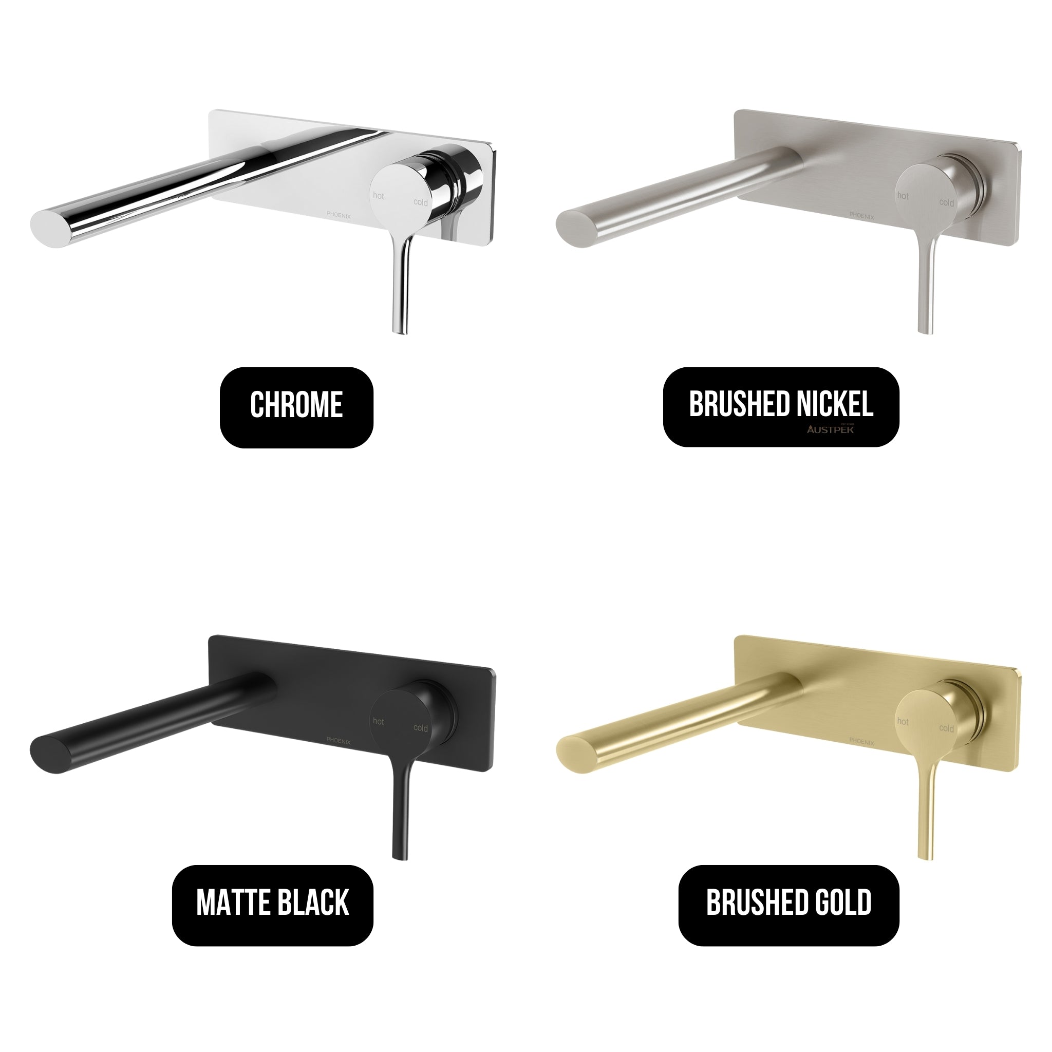 PHOENIX VIVID SLIMLINE SWITCHMIX LEAD FREE WALL BASIN / BATH MIXER SET COMPLETE KIT 175MM BRUSHED NICKEL