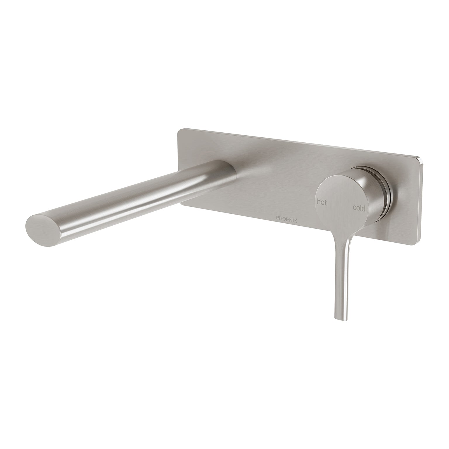 PHOENIX VIVID SLIMLINE OVAL SWITCHMIX WALL BASIN / BATH MIXER SET FIT-OFF AND ROUGH-IN KIT 200MM BRUSHED NICKEL