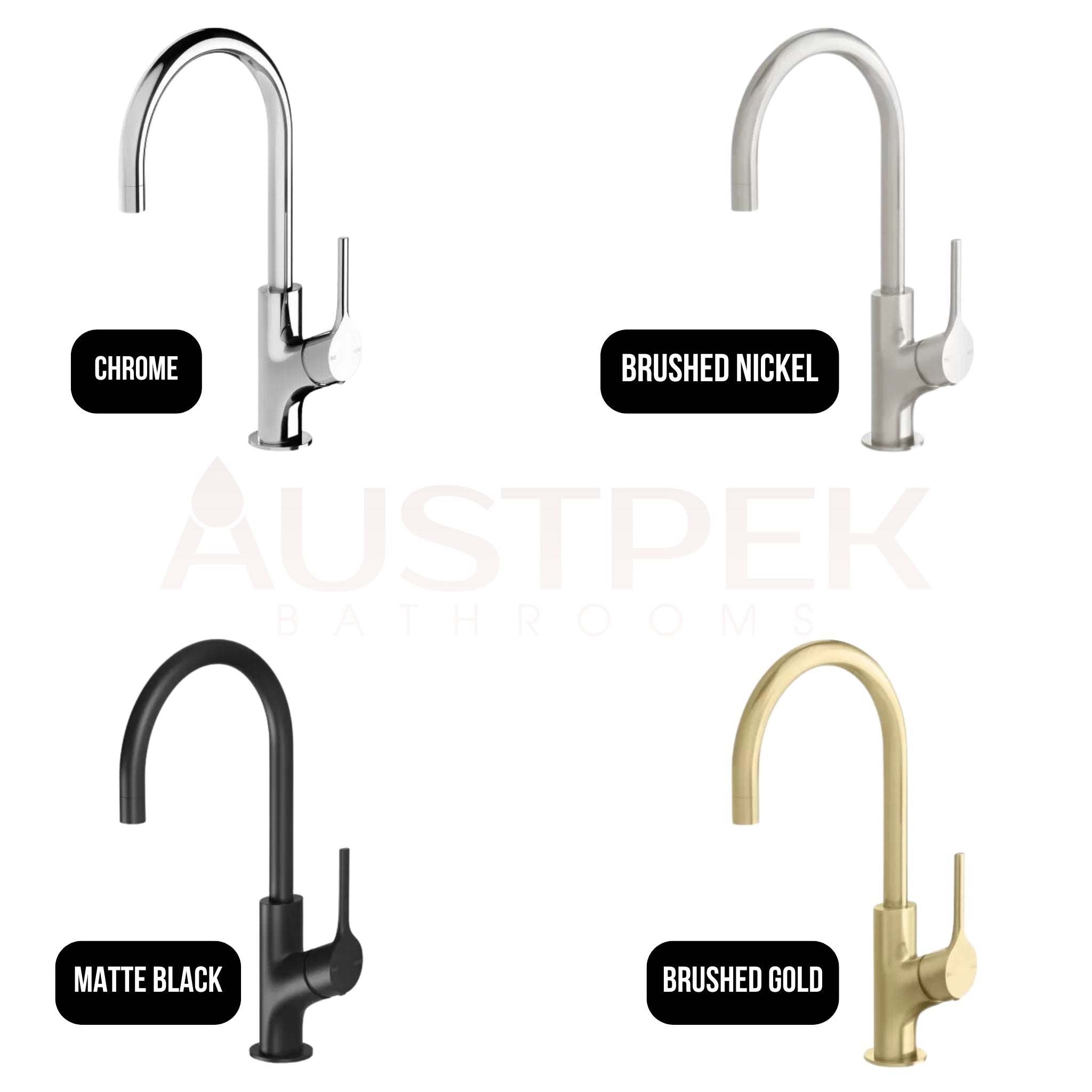 PHOENIX VIVID SLIMLINE OVAL GOOSENECK SINK MIXER 160MM MATTE BLACK