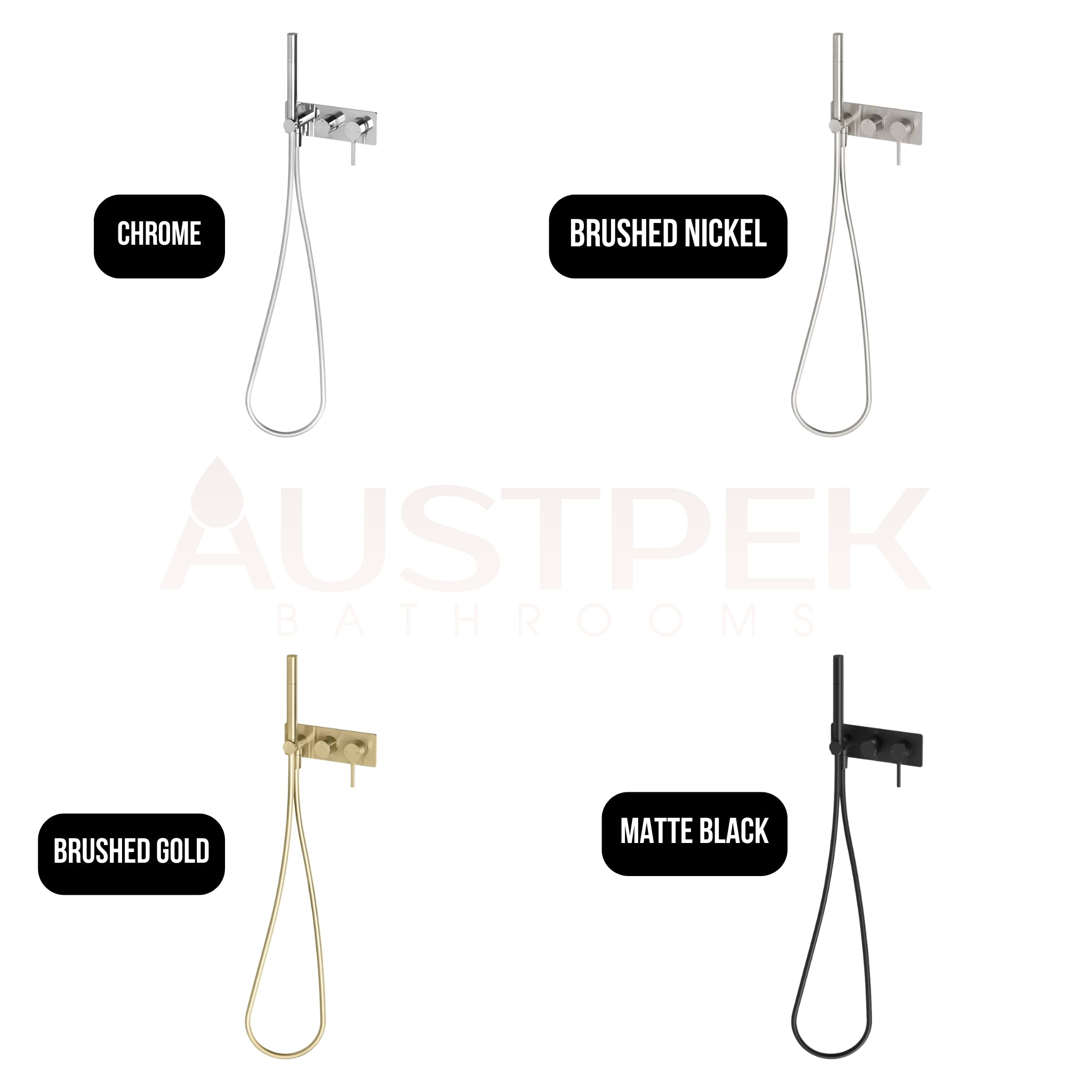 PHOENIX VIVID SLIMLINE OVAL WALL HAND HELD SHOWER SYSTEM BRUSHED GOLD