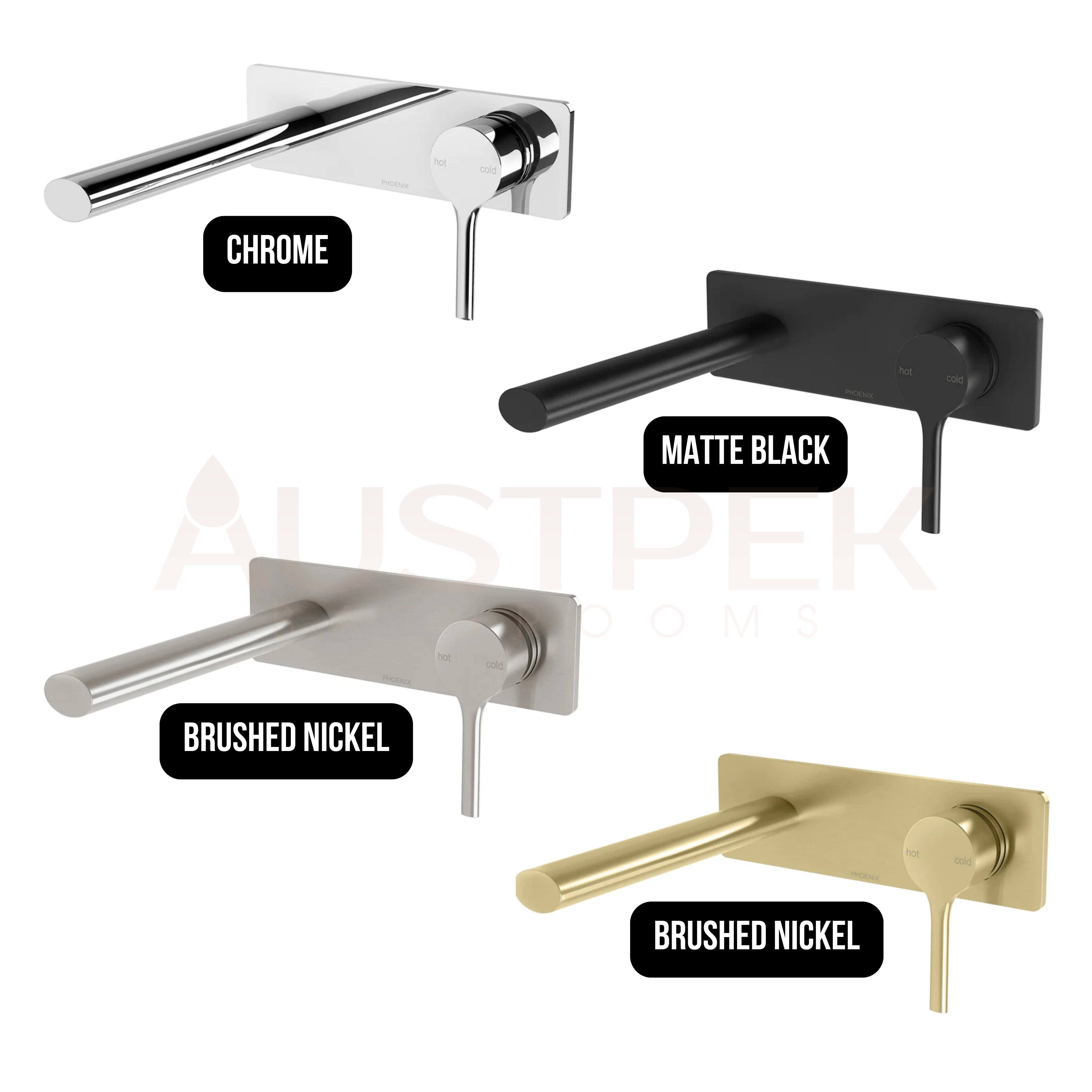 PHOENIX VIVID SLIMLINE OVAL WALL BATH MIXER SET 200MM CHROME