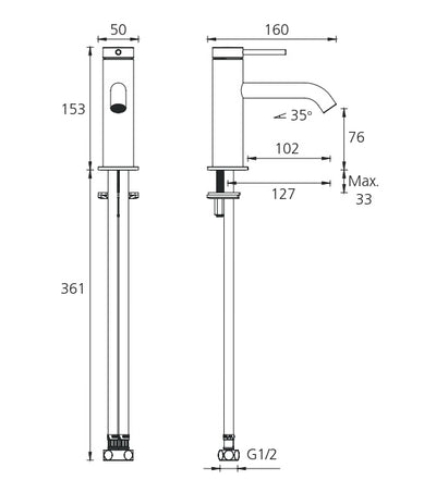 OLIVERI VENICE CURVED BASIN MIXER 153MM MATTE BLACK