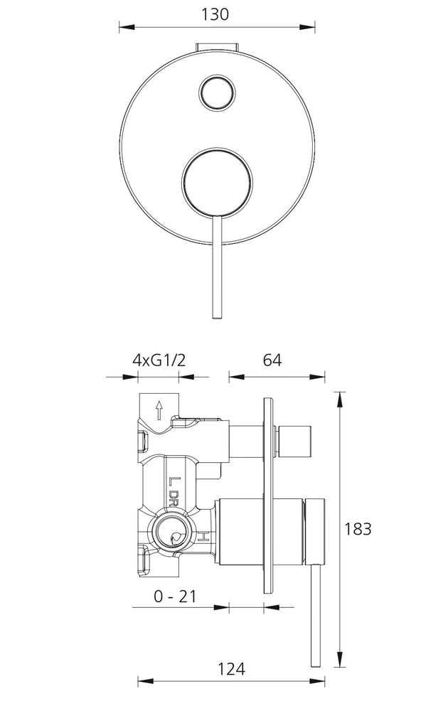 OLIVERI VENICE WALL MIXER WITH DIVERTER 183MM CHROME