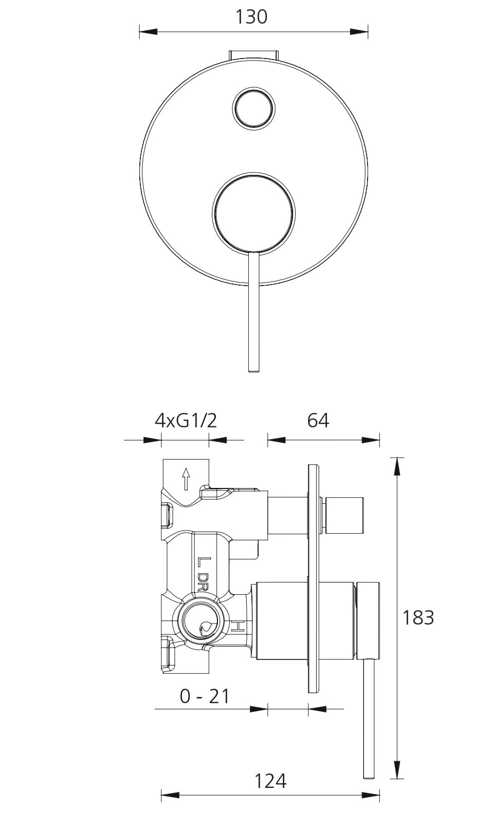 OLIVERI VENICE WALL MIXER WITH DIVERTER 183MM CHROME