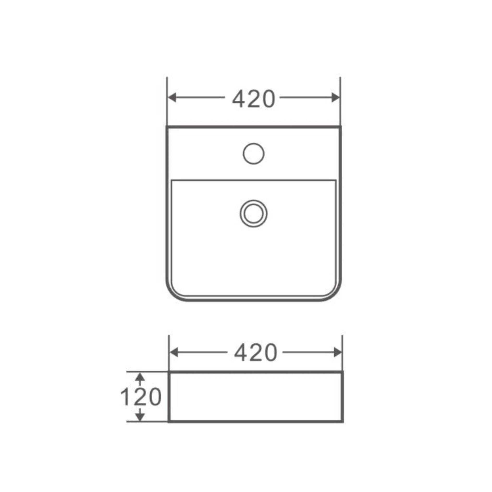 MERCIO VENTO SQUARE WALL HUNG BASIN GLOSS WHITE 420MM