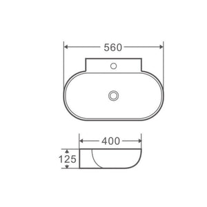 MERCIO VENTO OVAL WALL HUNG BASIN GLOSS WHITE 560MM