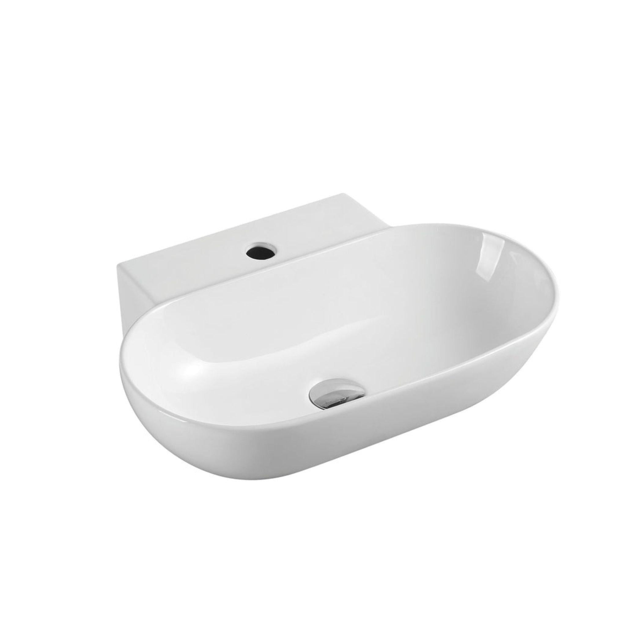 MERCIO VENTO OVAL WALL HUNG BASIN GLOSS WHITE 560MM