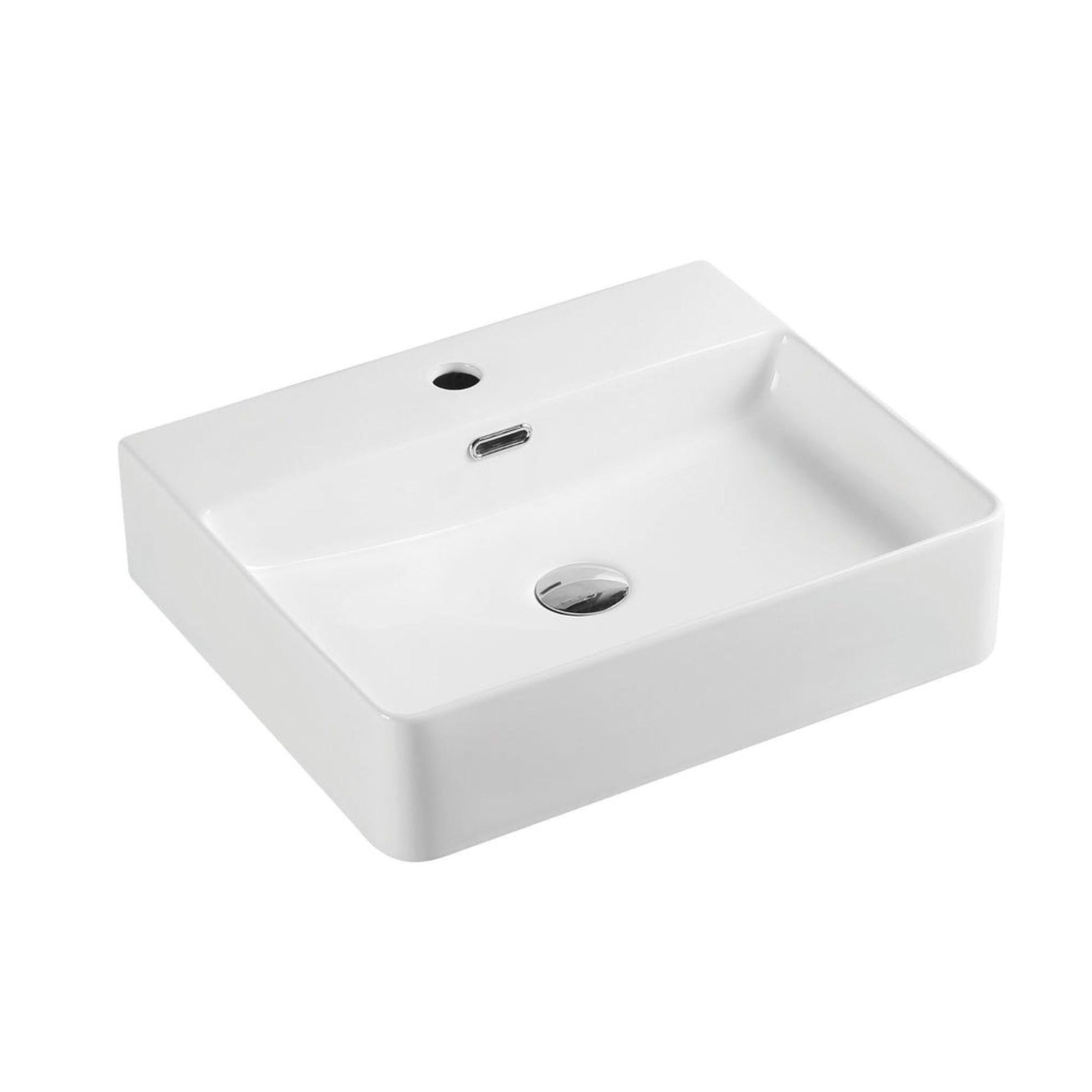 MERCIO VENTO RECTANGULAR WALL HUNG BASIN GLOSS WHITE 590MM