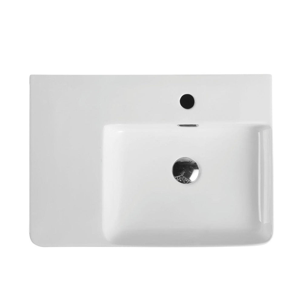 MERCIO VENTO RECTANGULAR WALL HUNG RIGHT HAND BASIN GLOSS WHITE 605MM