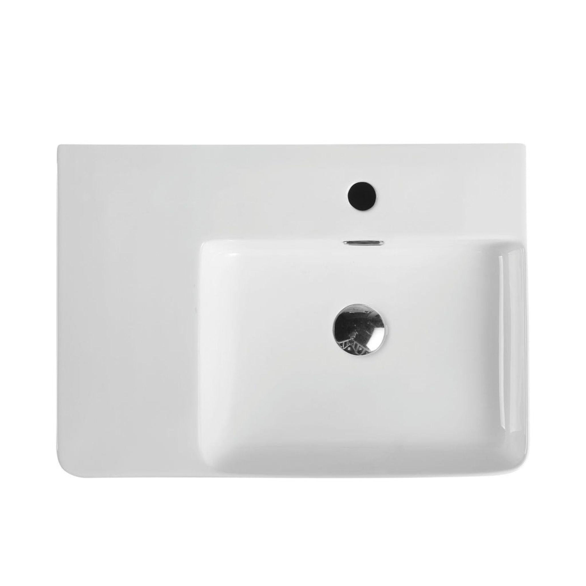 MERCIO VENTO RECTANGULAR WALL HUNG RIGHT HAND BASIN GLOSS WHITE 605MM