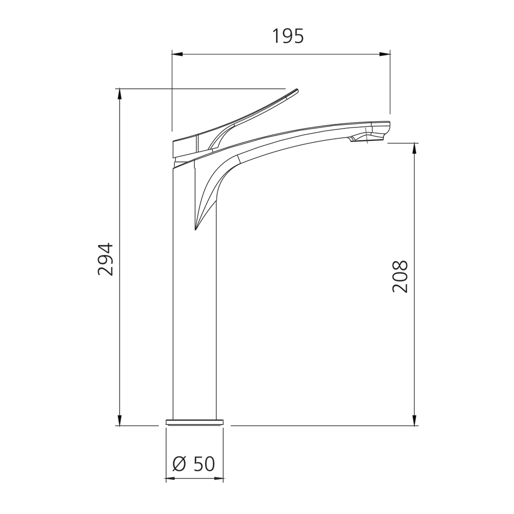 OLIVERI VERONA LEAD FREE TOWER BASIN MIXER 294MM CHROME