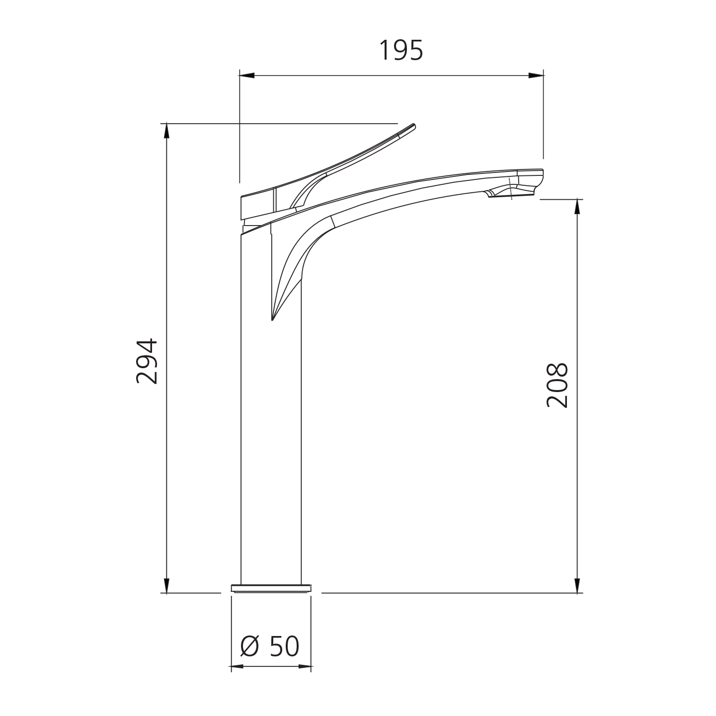 OLIVERI VERONA LEAD FREE TOWER BASIN MIXER 294MM CLASSIC GOLD