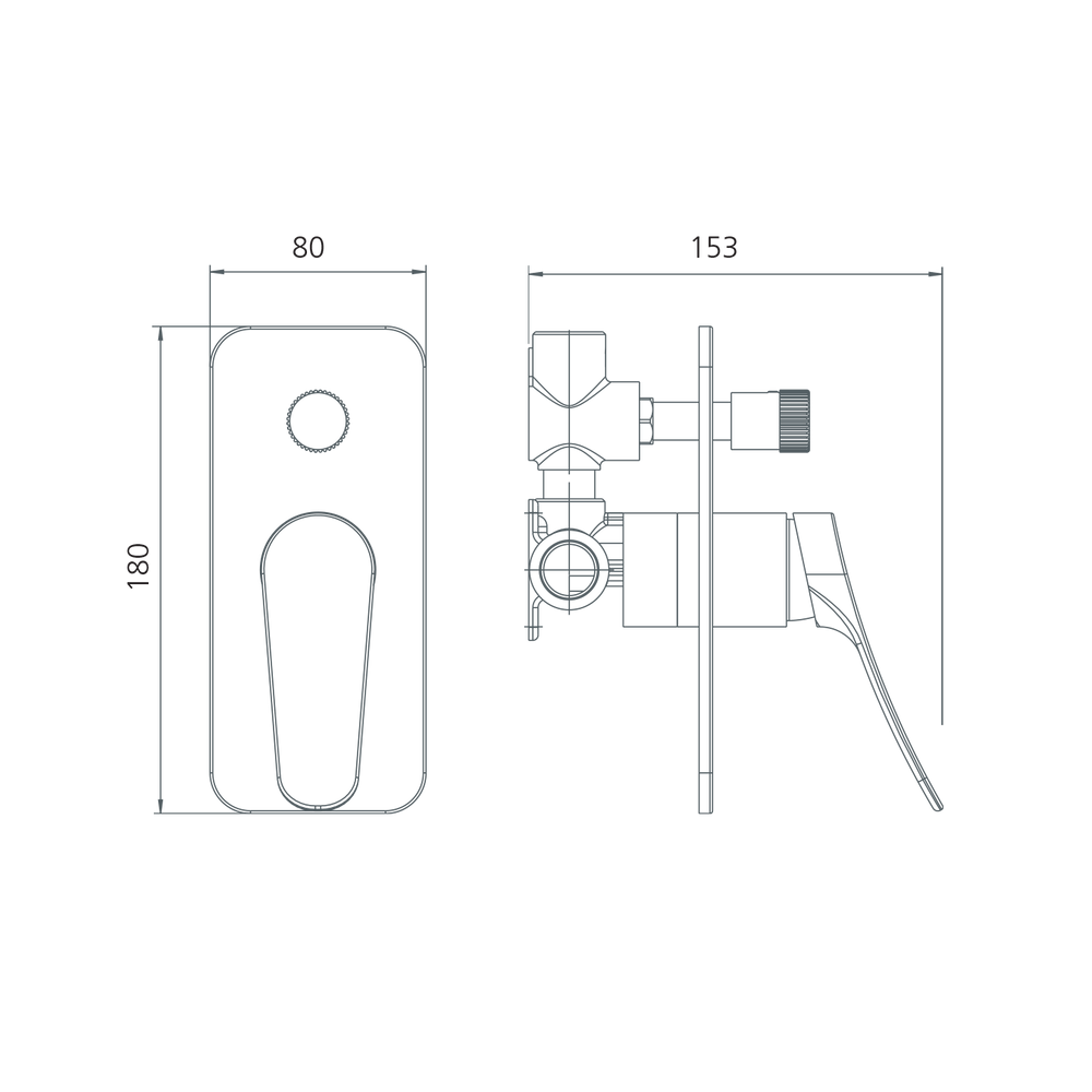 OLIVERI VERONA WALL MIXER WITH DIVERTER 180MM CHROME