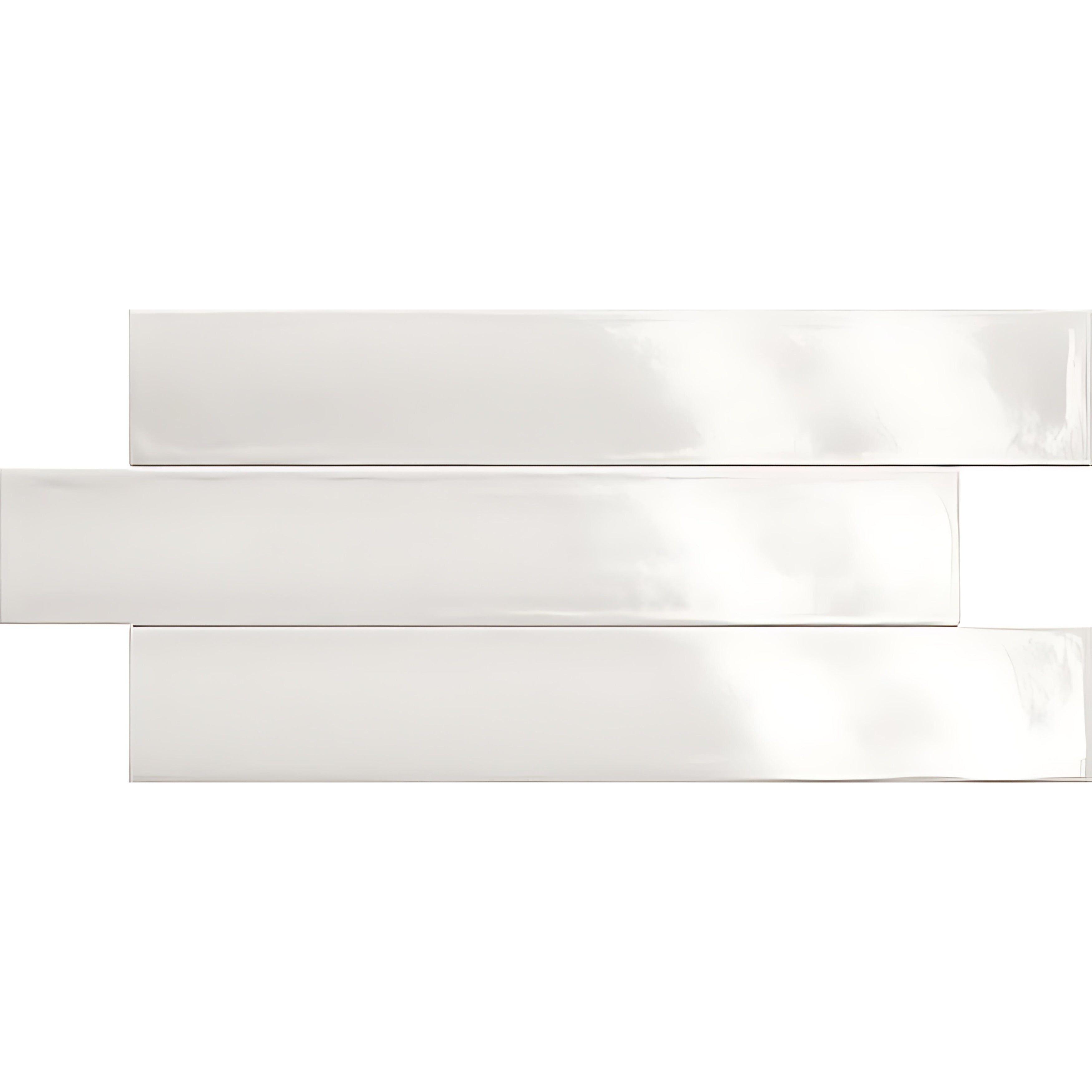 EVERSTONE VICTORY WHITE GLOSSY 370X61MM PLANK TILE (PER BOX)
