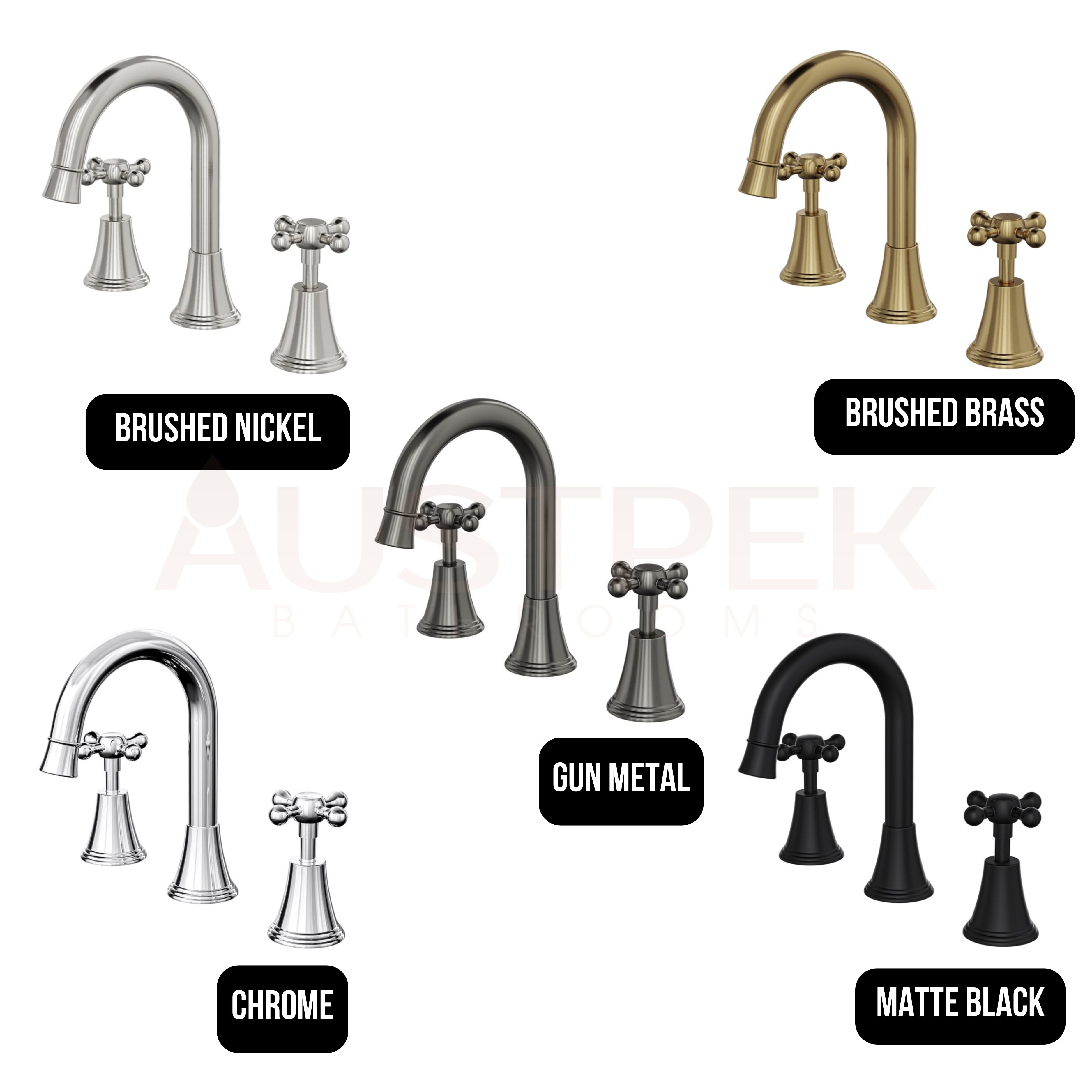 LINSOL VINTAGE CROSS HANDLE BASIN SET MATTE BLACK