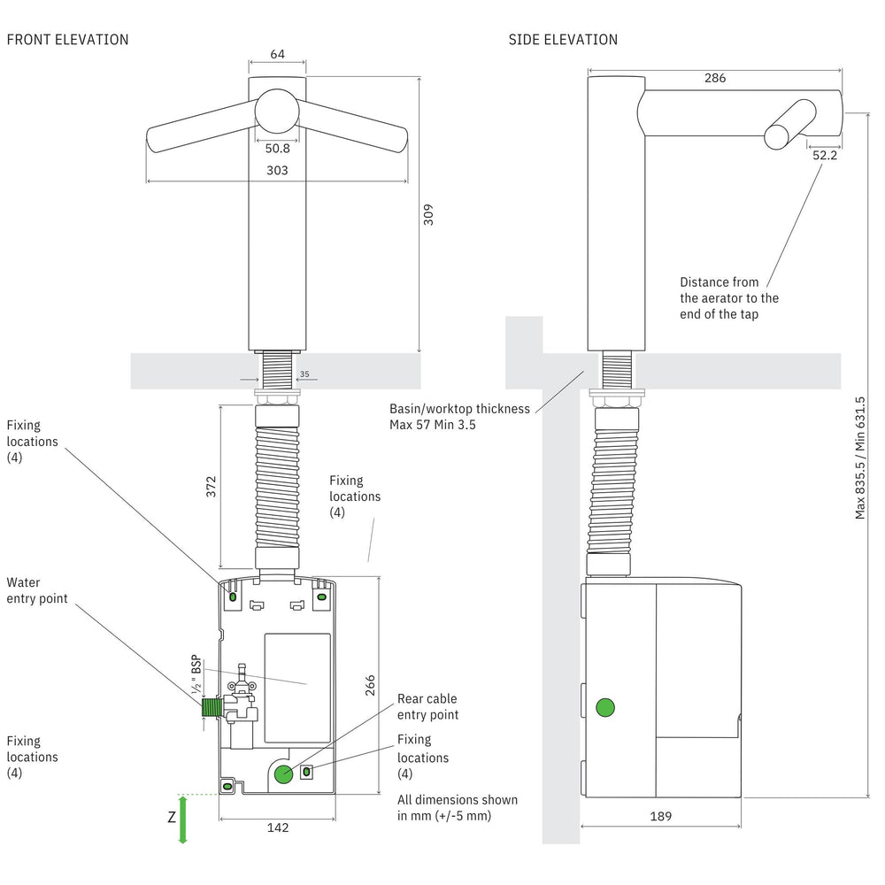 DYSON AIRBLADE WASH+DRY TALL SENSOR HAND DRYER BRUSHED STAINLESS STEEL 303MM X 309MM