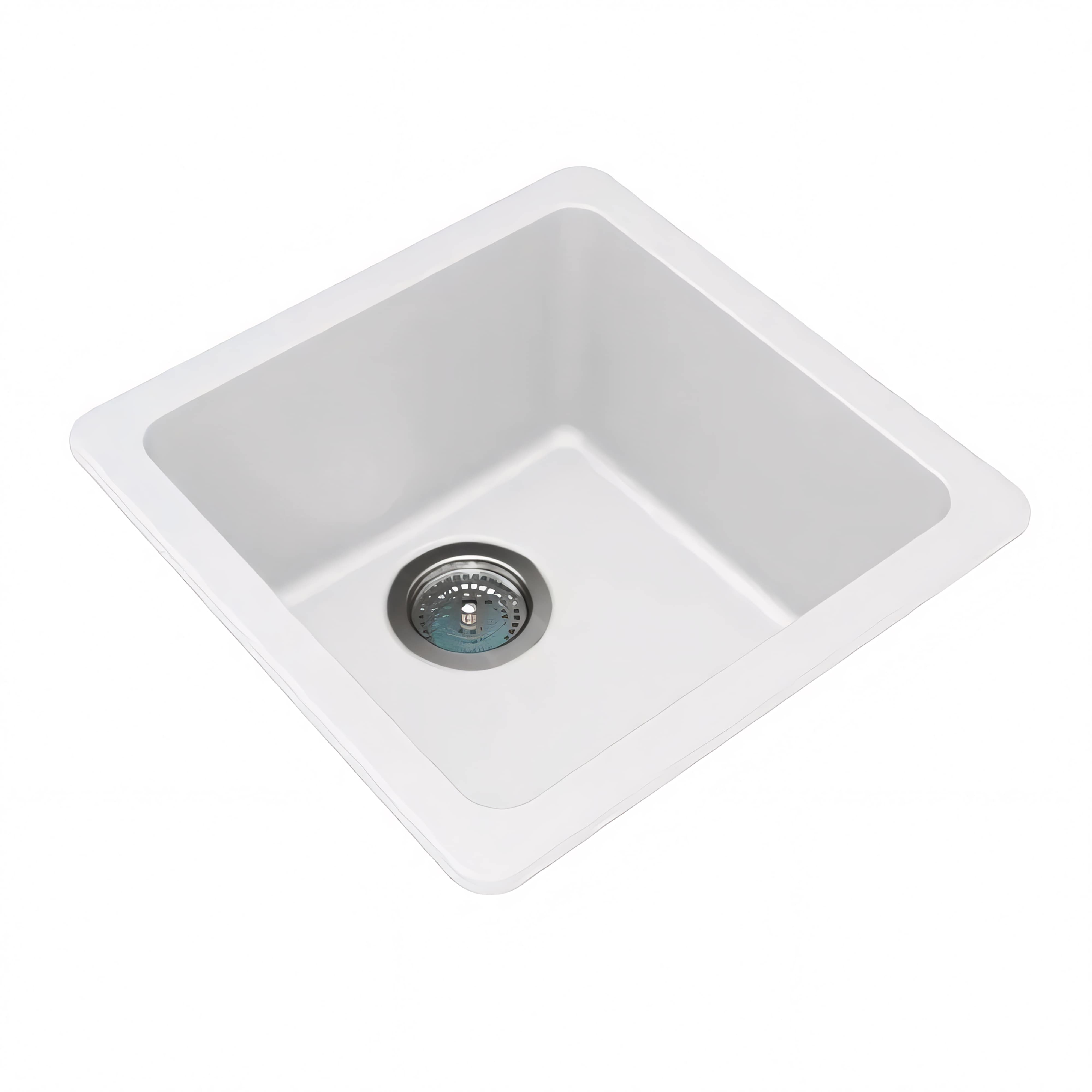 AQUAPERLA QUARTZ STONE SINGLE BOWL KITCHEN SINK WHITE 422MM