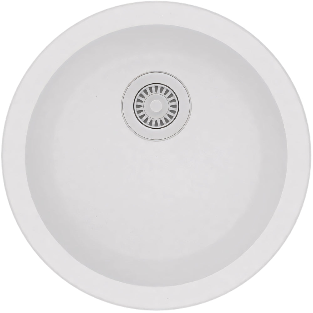 NORICO T304 SINGLE BOWL GRANITE QUARTZ STONE KITCHEN SINK WHITE 460MM