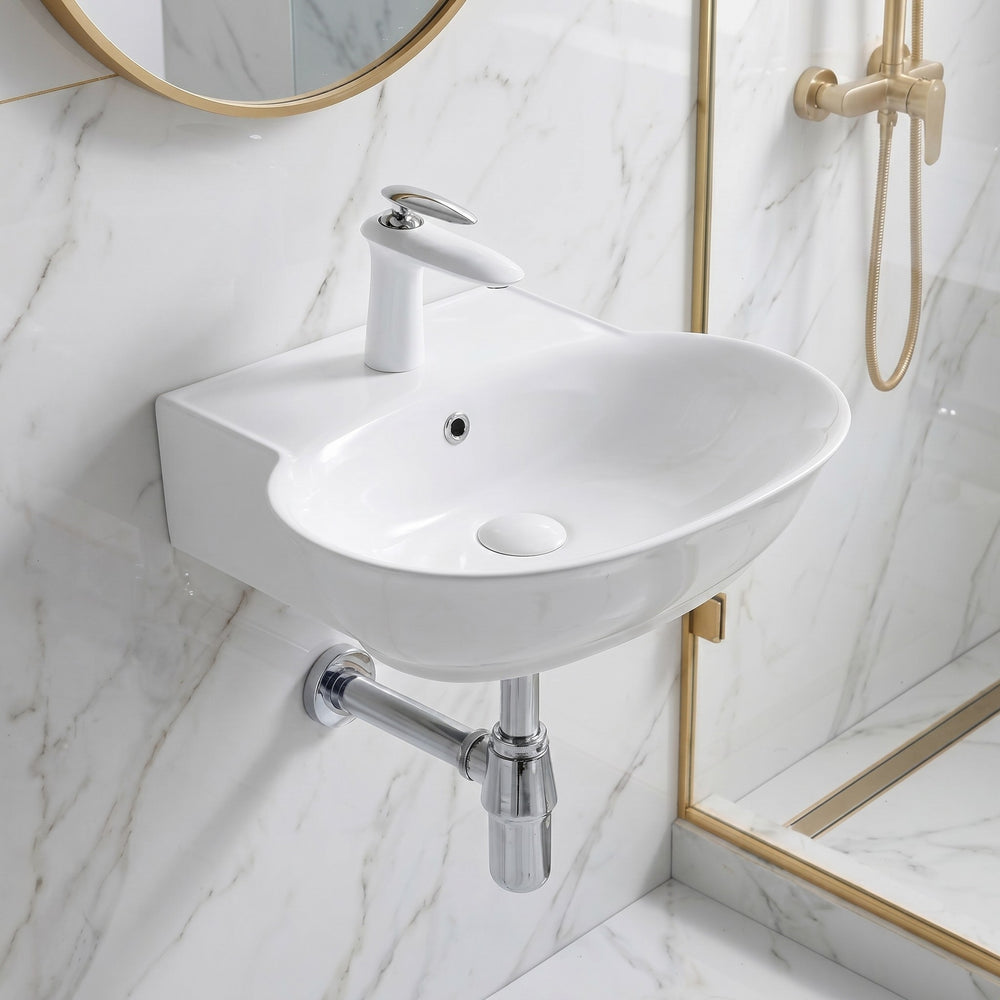 VITO WALL HUNG BASIN WITH OVERFLOW GLOSS WHITE 500MM