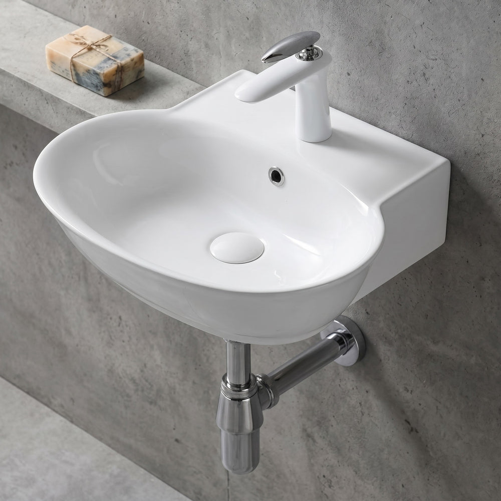 VITO WALL HUNG BASIN WITH OVERFLOW GLOSS WHITE 500MM