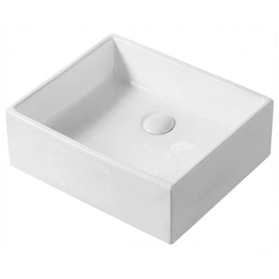 VITO RECTANGULAR WALL HUNG CERAMIC BASIN GLOSS WHITE 400MM