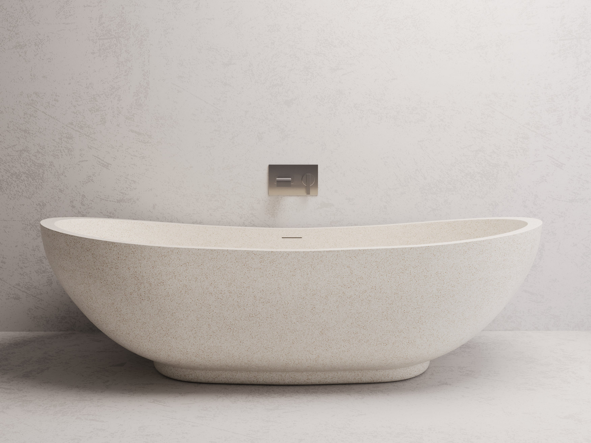MADU WILLOW FREESTANDING BATHTUB HANDCRAFTED COMPOSITE STONE WHITE 1800MM