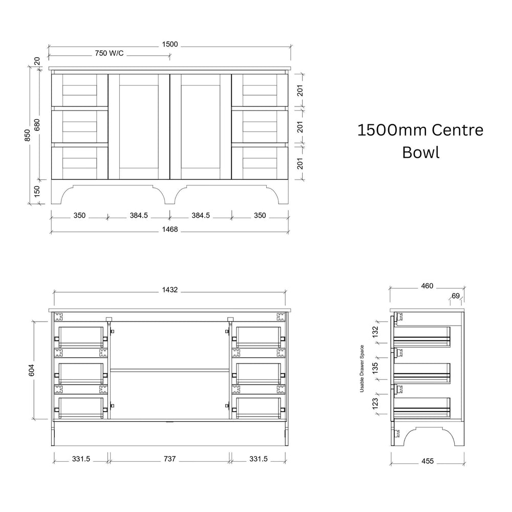 TIMBERLINE WINDSOR CUSTOM FLOOR STANDING VANITY (ALL SIZING)