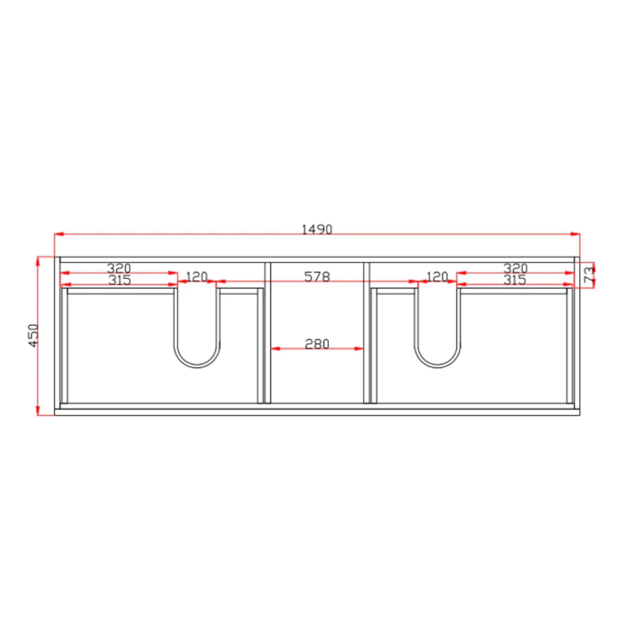 POSEIDON QUBIST WHITE OAK FREE STANDING VANITY 1490MM