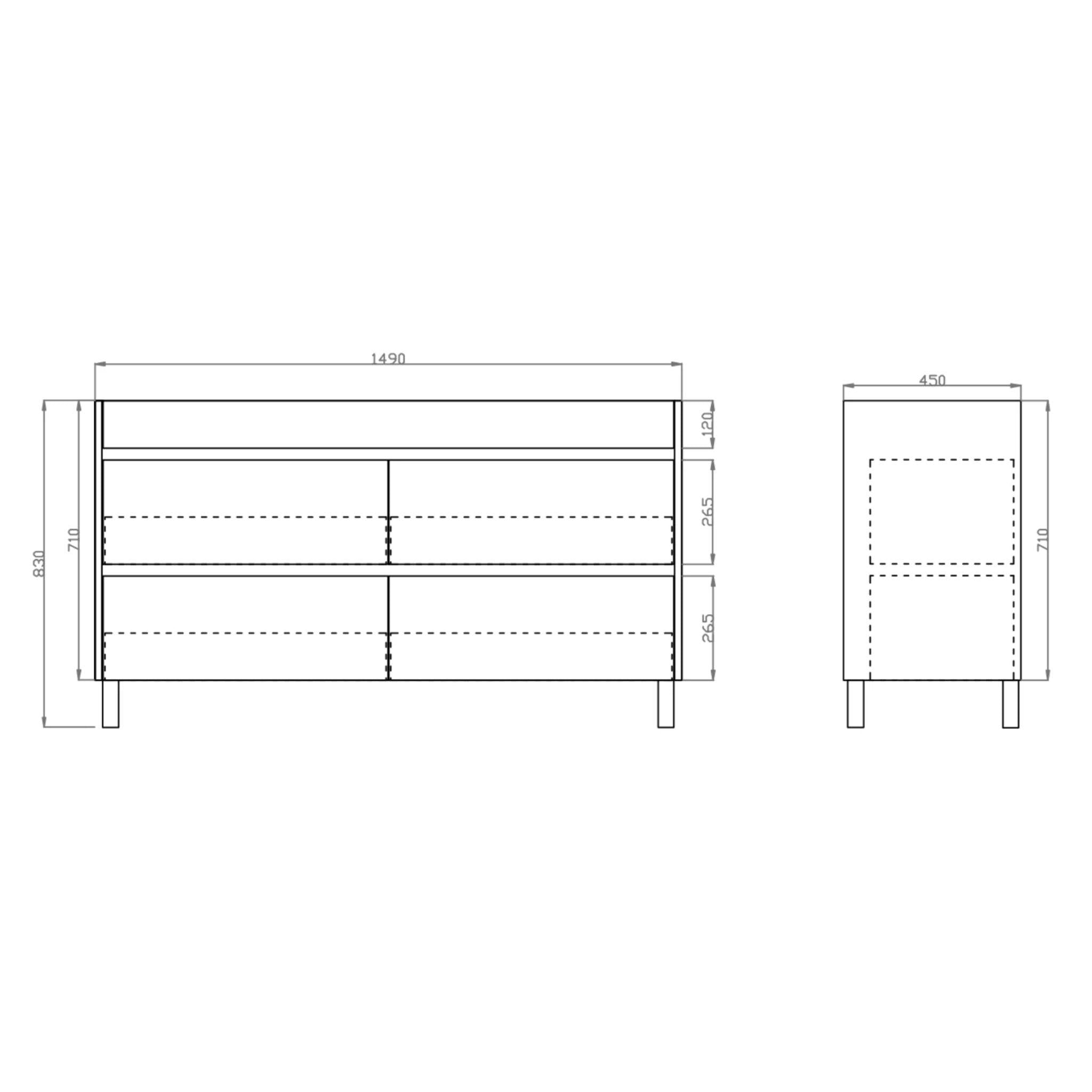 POSEIDON QUBIST WHITE OAK FREE STANDING VANITY 1490MM
