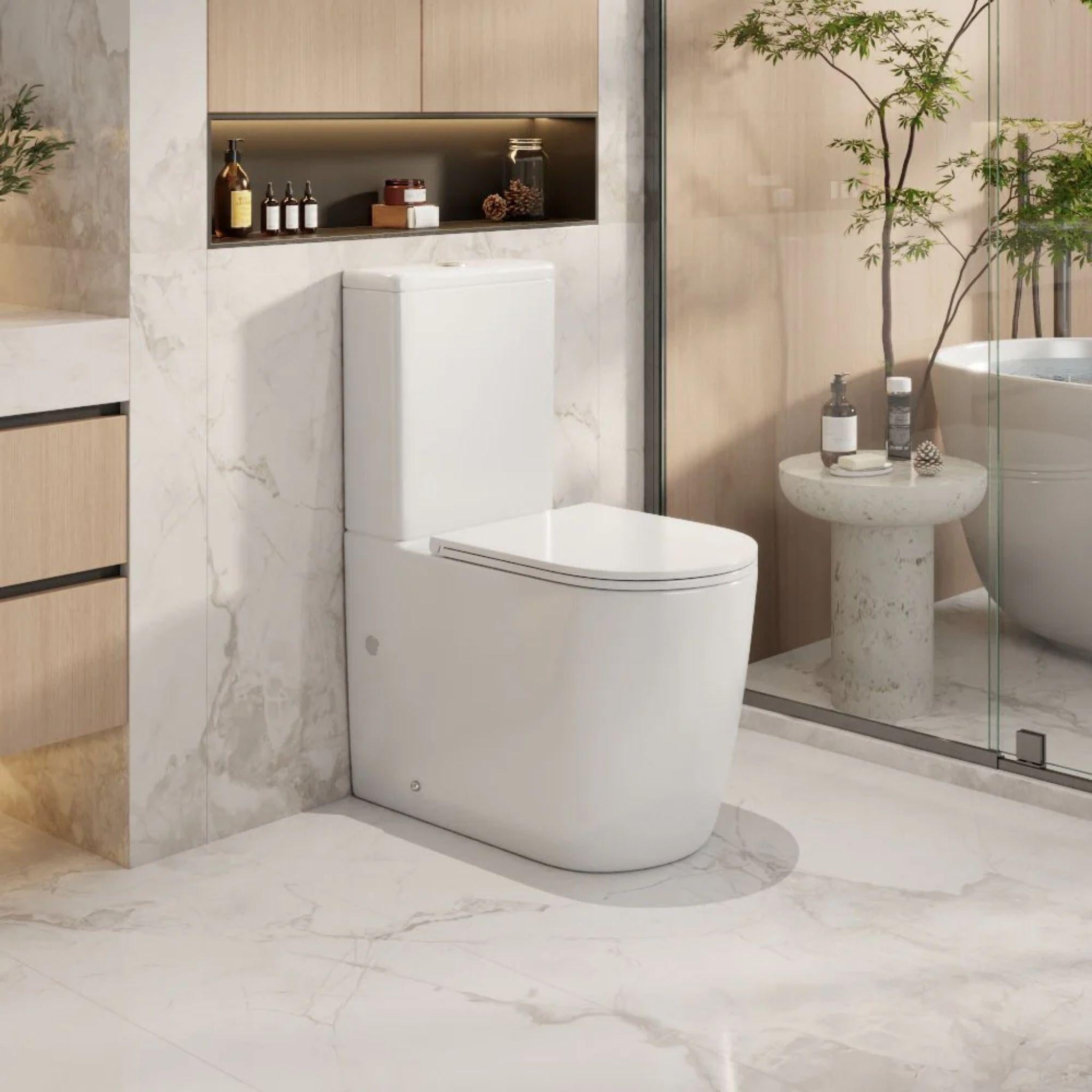 MERCIO WALTON QUIET RIMLESS AND TORNADO FLUSH BACK TO WALL TOILET SUITE GLOSS WHITE