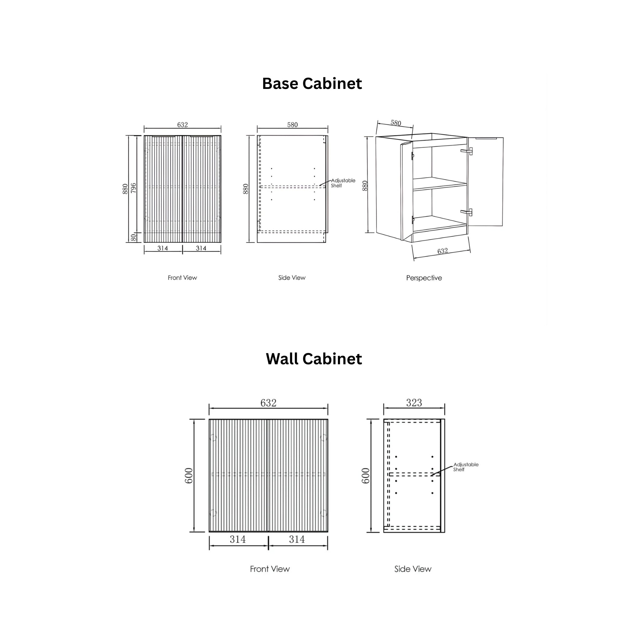 OTTI HAVANA SABLE WALNUT FLUTED 650MM MINI LAUNDRY SET WITH STONE TOP & SINK