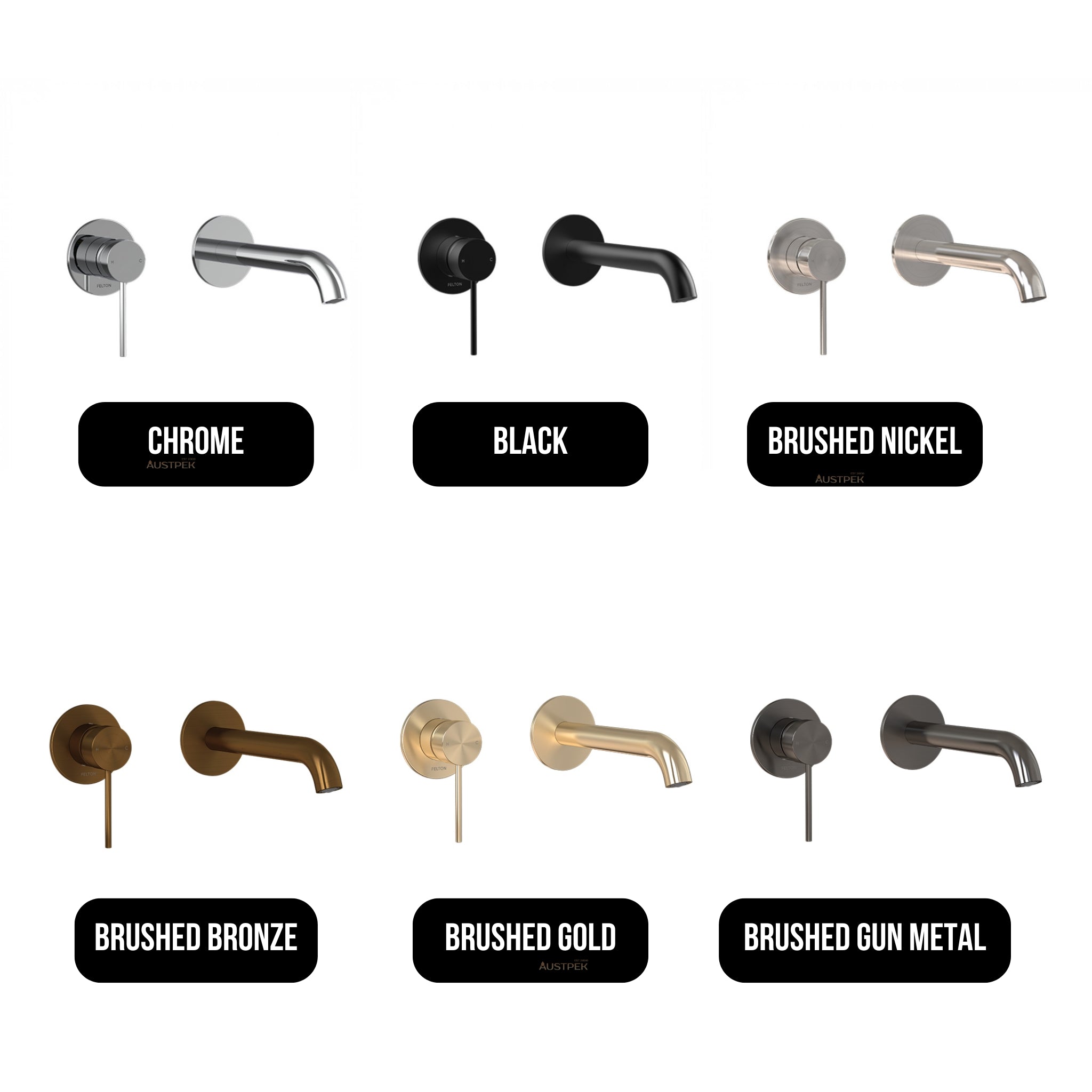 FELTON LINEA WALL MOUNTED BASIN/BATH MIXER 200MM BRUSHED NICKEL