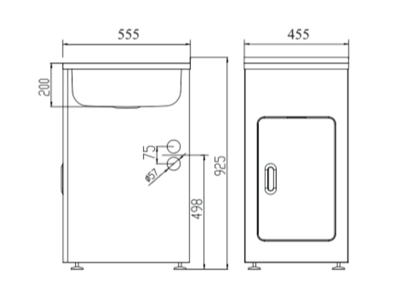 POSEIDON LAUNDRY CABINET AND STAINLESS STEEL TUB 455MM WHITE