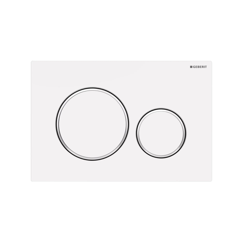OLIVERI GEBERIT CONCEALED CISTERN FLUSH PLATE WITH ROUND BUTTONS 246MM WHITE