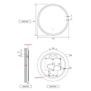 AULIC WINDSOR LED MIRROR GUN METAL 3 COLOUR LIGHTS 700X700MM