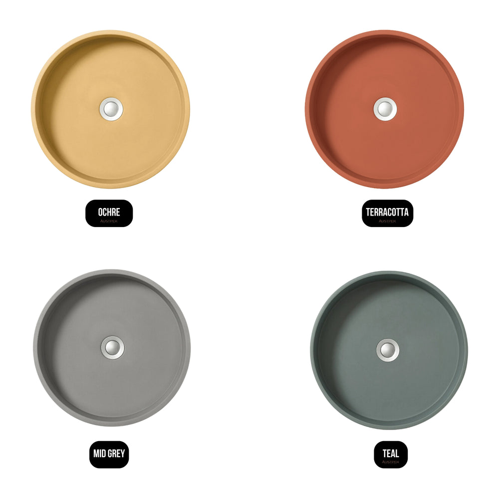 CONCRETE STUDIO WIRLI ABOVE COUNTER BASIN ROUND OCHRE 385MM